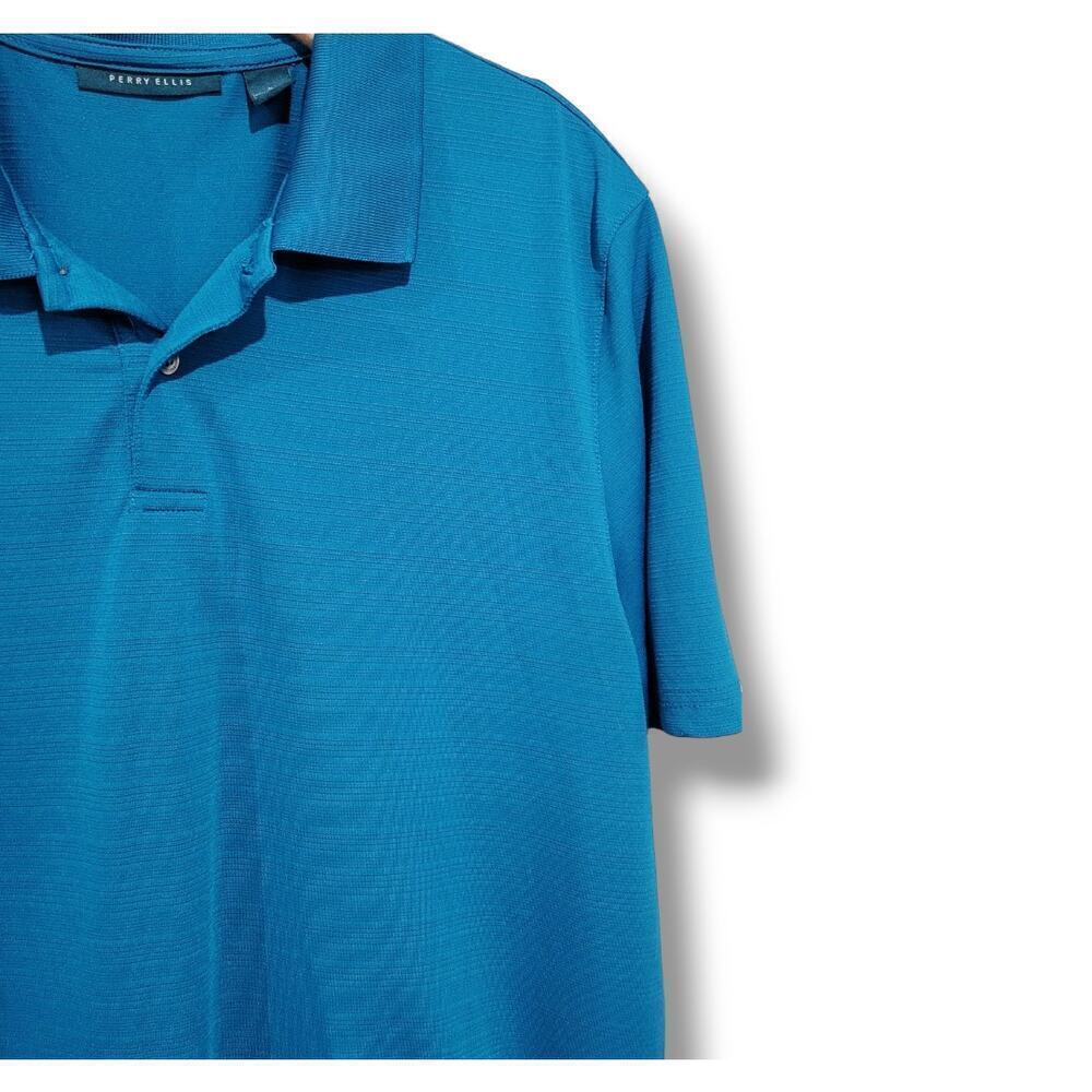 Perry Ellis men's teal short sleeves polo shirt - large - Picture 4 of 7